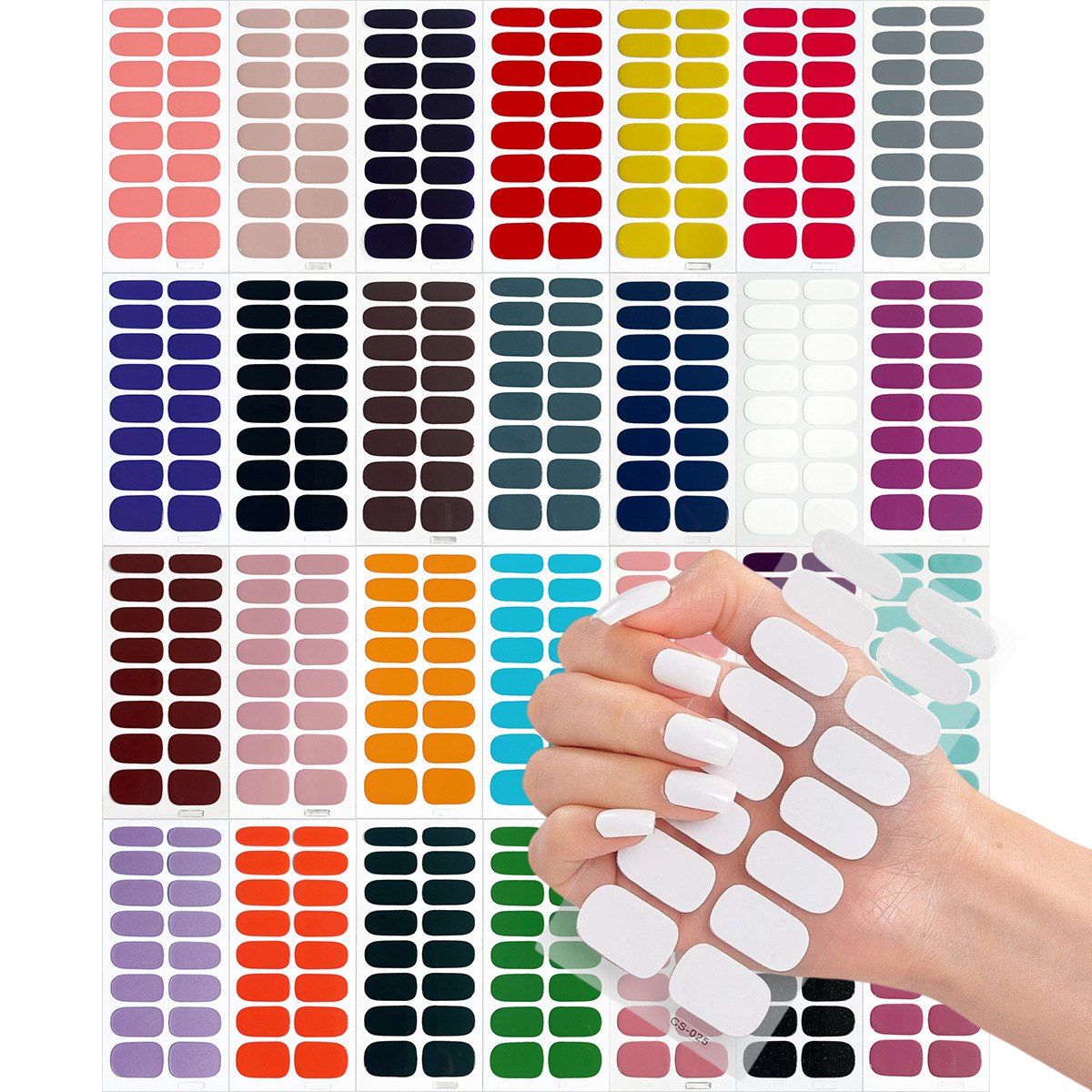 2025新款纯色免烤凝胶3D全贴美甲贴 美甲贴纸防水穿戴甲片磨砂贴