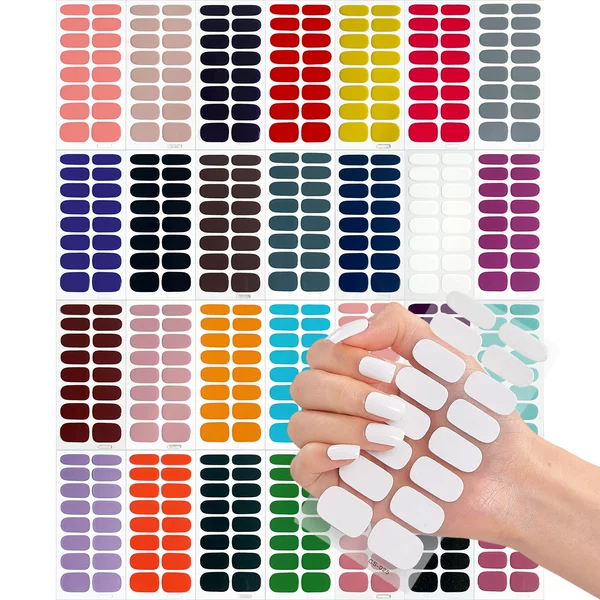 2025 New Pure Color No-Bake Gel 3D Full Sticker Nail Art Stickers Waterproof Wearable Nail Stickers Frosted Stickers