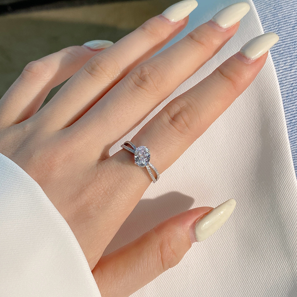 Fashion Geometric Sterling Silver Plating Zircon Rings 1 Piece