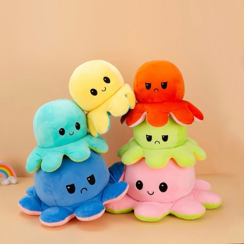 Manufacturer Wholesale Cross-Border Flip Octopus Doll Flip Octopus Plush Toy Double-Sided Flip Fish Doll Foreign Trade
