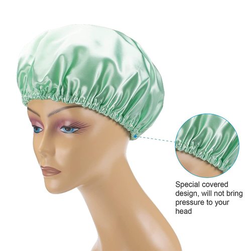 Amazon Double-Layer Sleep Cap, Satin Bath Hat for Women, Hair Care Cap, Mulberry Silk Round Hat, Hair-Protecting Mask