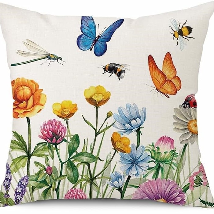 2023 transfronterizos flores de verano almohada de abrazo Amazon lino letras impresión cojín de dormitorio