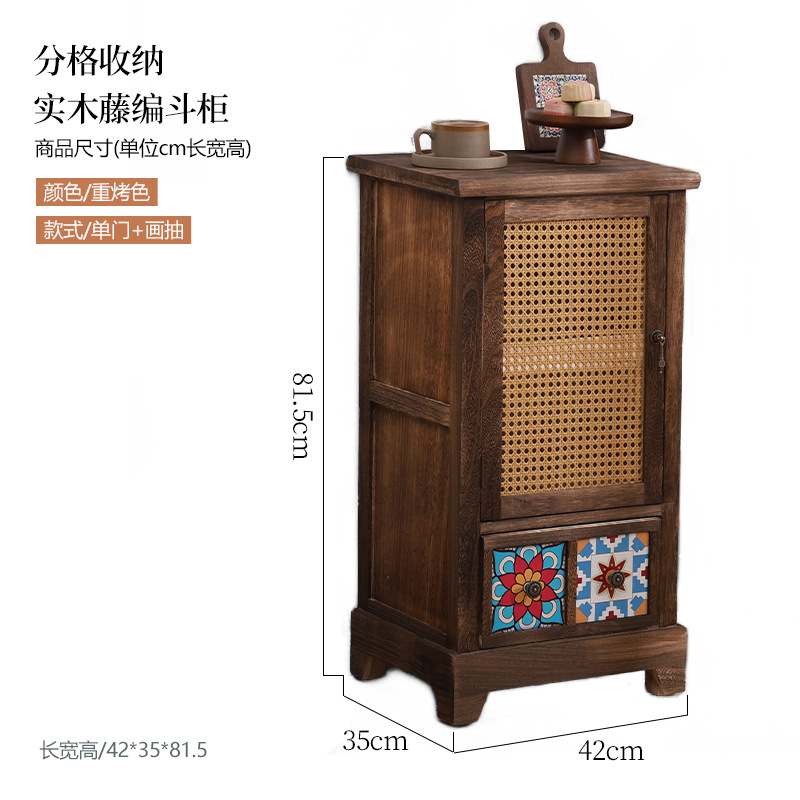 Armario nórdico armario de almacenamiento de ratán de madera maciza sala de estar armario de porche moderno simple armario de almacenamiento de apartamento pequeño armario de zapatos armario lateral