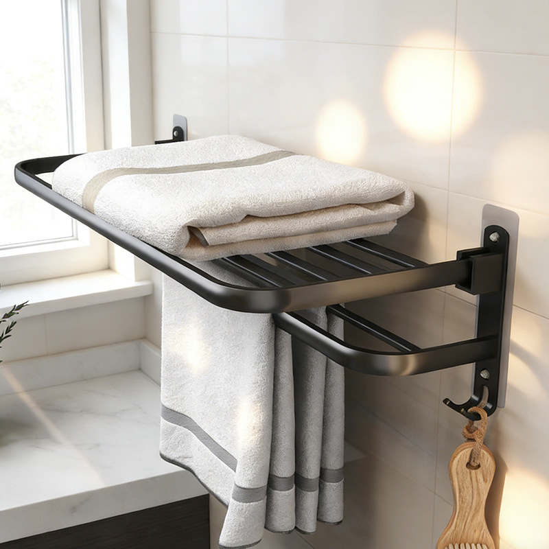 Manufacturer Bathroom Towel Rack Punch-Free Self-Adhesive Space Aluminum Black Bath Towel Rack Bathroom Patch Towel Bar Manufacturer Bathroom Towel Rack Punch-Free Self-Adhesive Space Aluminum Black Bath Towel Rack Bathroom Patch Towel Bar