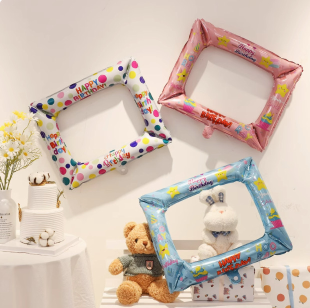 Ins Korean Internet Celebrity Photo Frame Photo Balloon Aluminum Film Birthday Party Decoration Picnic Party Photo Props Ins Style