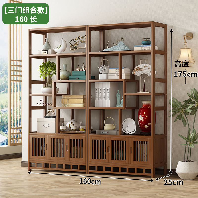 新中式多宝阁博古架茶叶展示陈列柜客厅古董小摆件置物架隔断架子|undefined