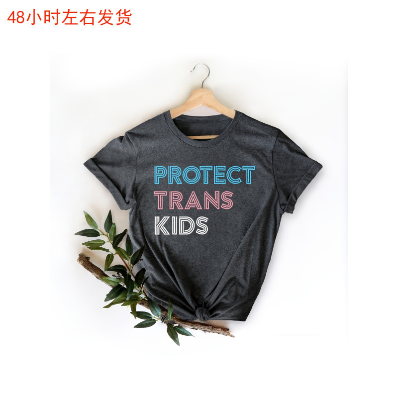 Women's Transgender Pride T-Shirt - Vintage Graphic Print with Dark Grey Blue/Pink Accents, Round Neck