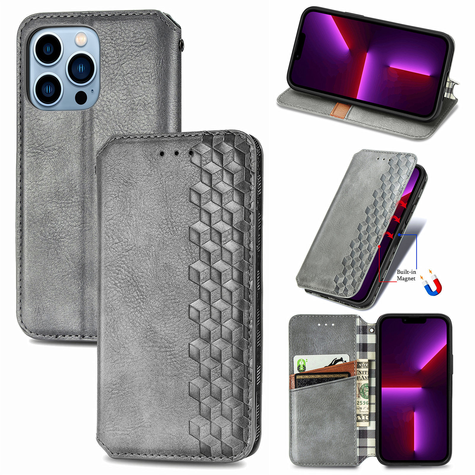 Business Solid Color Tpu Pu Leather   Phone Accessories display picture 3
