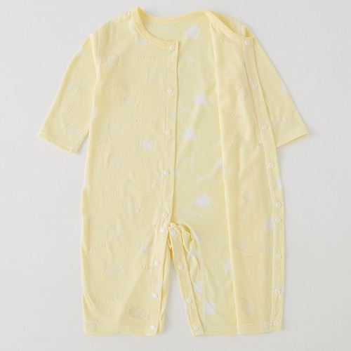 Baby clothes summer thin one-piece long-sleeve air conditioning clothes 0-2 years old unisex open jacket pajamas breathable back mesh