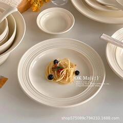 プレート、家庭用高級インスタイル食器、陶器の魚皿、軽い高級麦わら帽子皿、ステーキ、洋食プレート