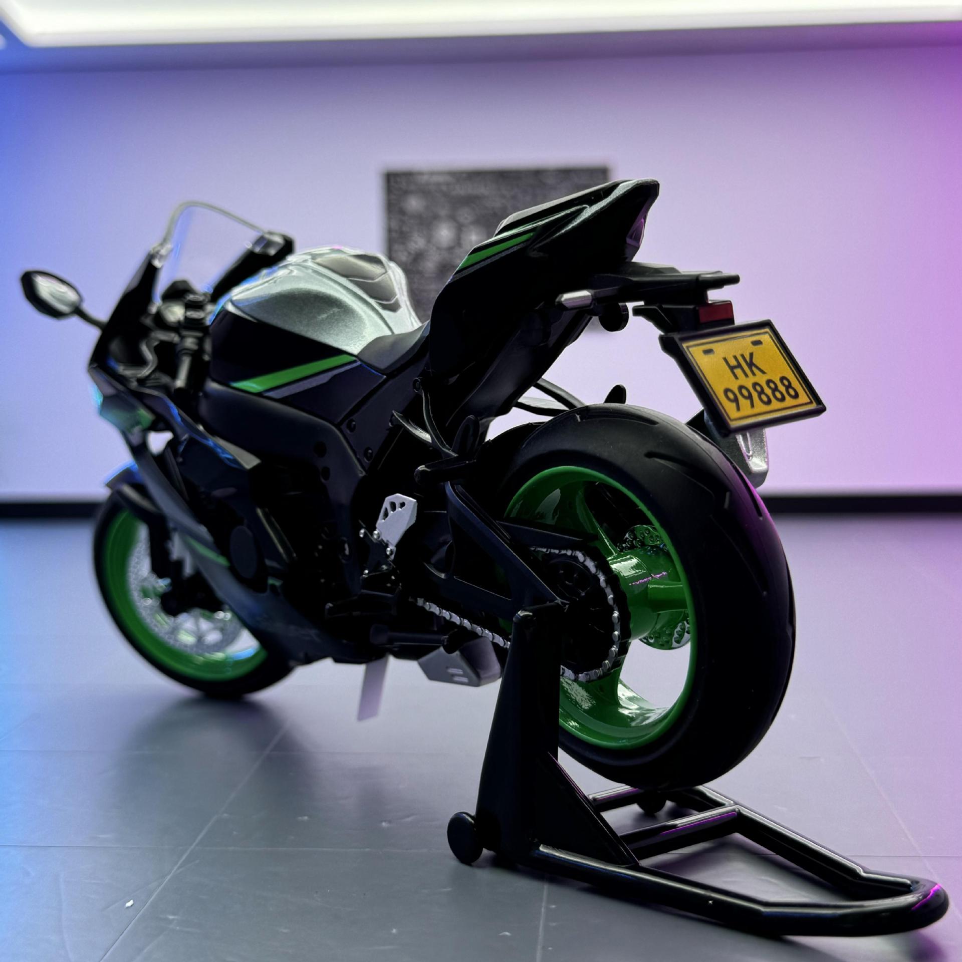 Modelo de coche de aleación Jiaye 1 a 12 Kawasaki ZX10R con decoración de modelo de sonido de coche de juguete deslizante de luz y sonido