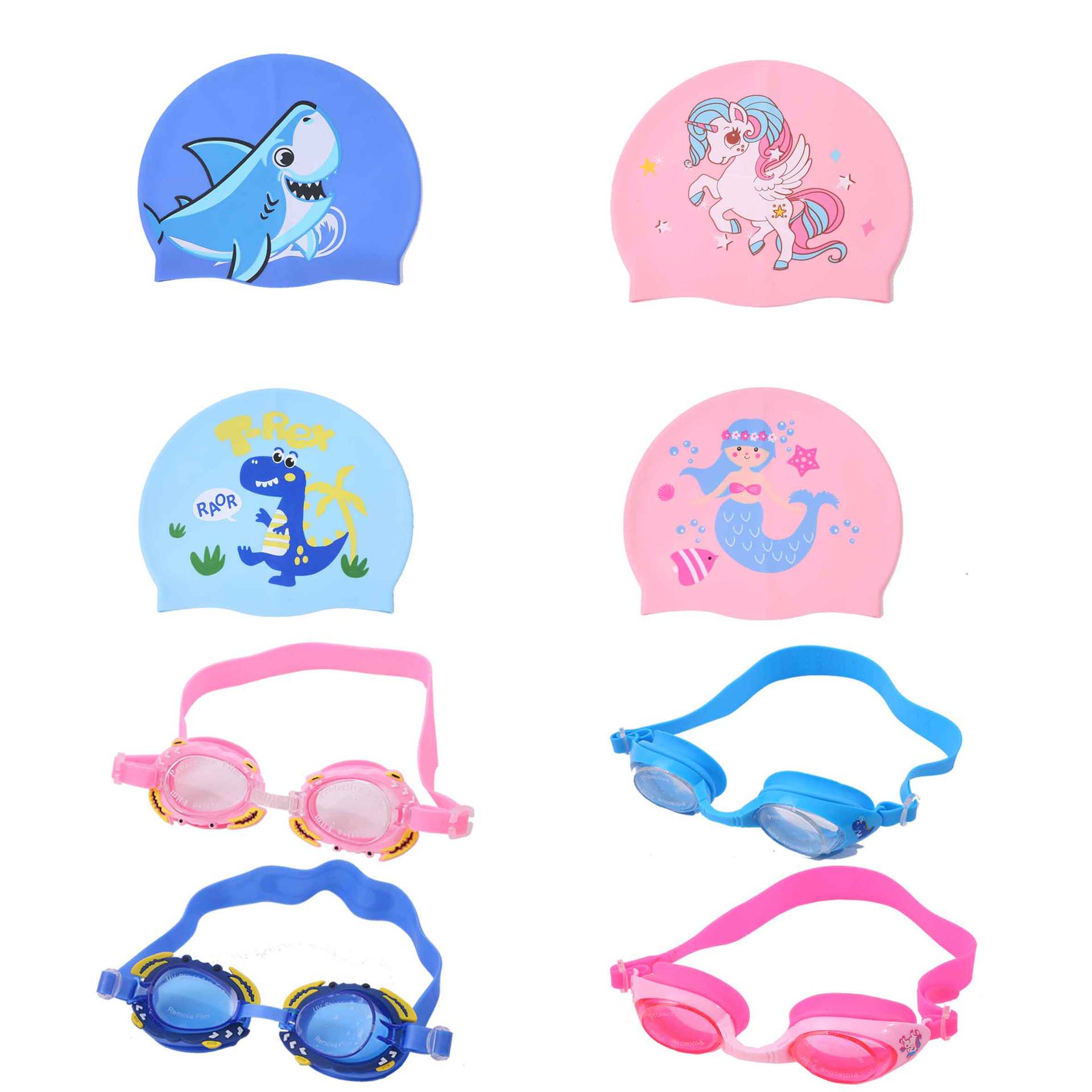 Gorro de baño de dibujos animados de silicona para niños, cabello largo para niñas, protección para los oídos impermeable, sin estrangulamiento, lindo gorro de natación, equipo de natación