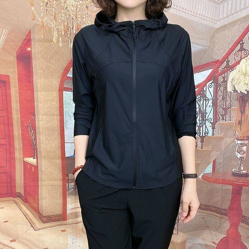 Ice Silk Quick-Drying Sun Protection Clothing for Women Summer Outdoor Sports Mom Hooded Sun Protection Clothing Women's Anti-Uv Skin Clothing