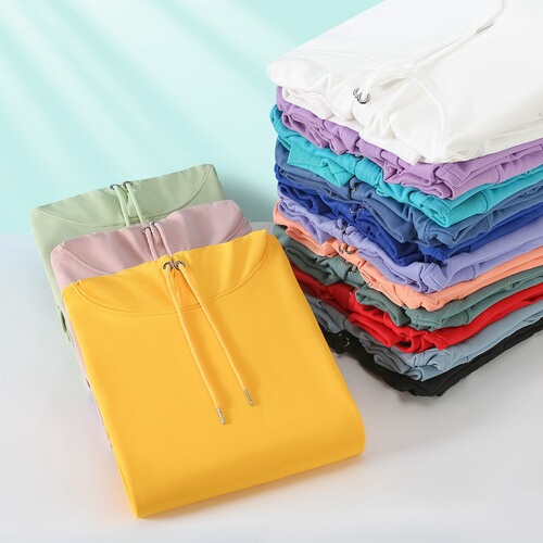 Manufacturer wholesale loose large drop shoulder trendy hooded pullover pocket sweatshirt European size cross-border casual solid color can be printed