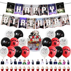 Straykidsテーマ誕生日パーティー装飾straykids誕生日プルフラッグバルーンケーキ挿し