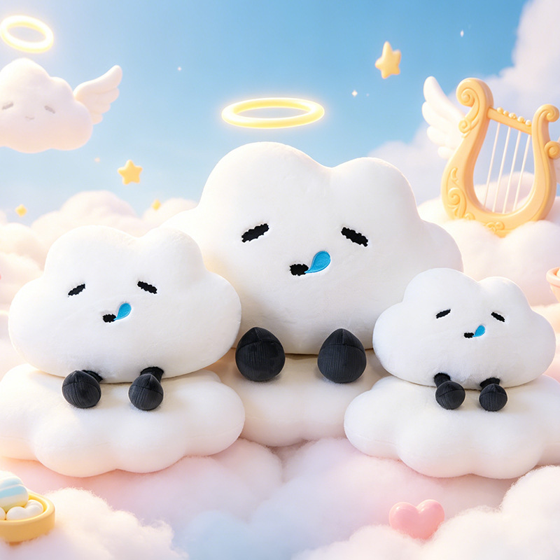 New creative mood cloud plush pillow, cute cloud sleeping companion toy, no worries, no unhappiness pillow