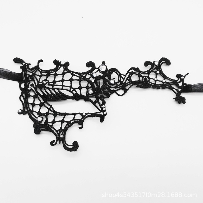 Estilo gótico europeo y americano encaje bordado plumas chal diamantes plumas un ojo máscara media cara props de Halloween