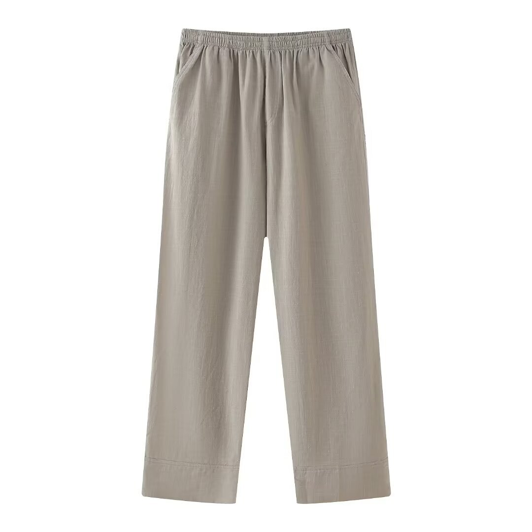 Roupas femininas verão 2024 novo estilo quimono texturizado trespassado conjunto de calças_voghion.com