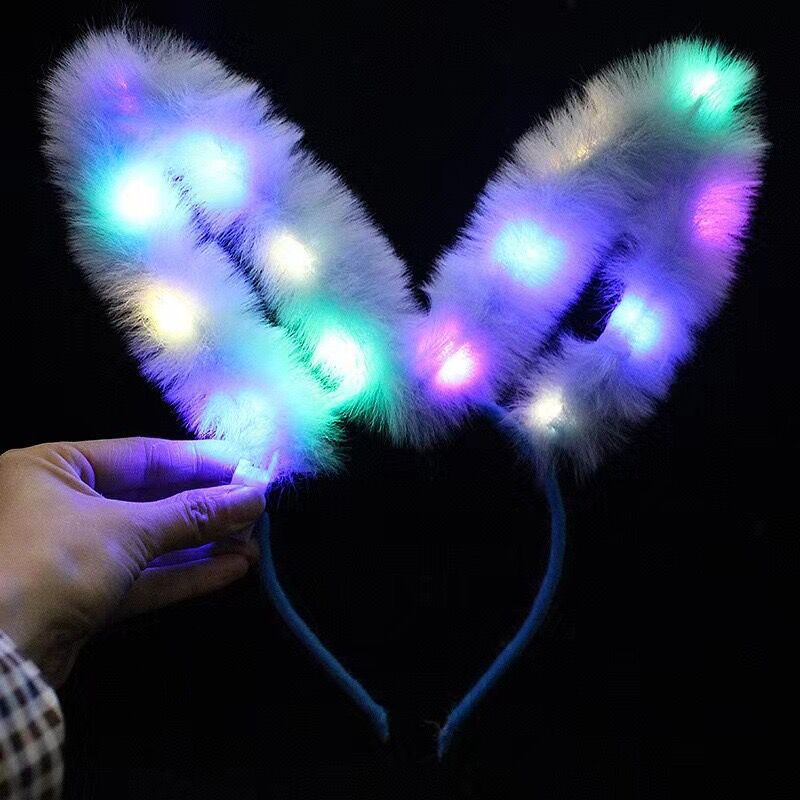 Nuevo alargamiento de plumas de conejo orejas de cabello de cabello de conejo cabello de cabello de cabello de hadas brillante cabello de cabello de juguetes