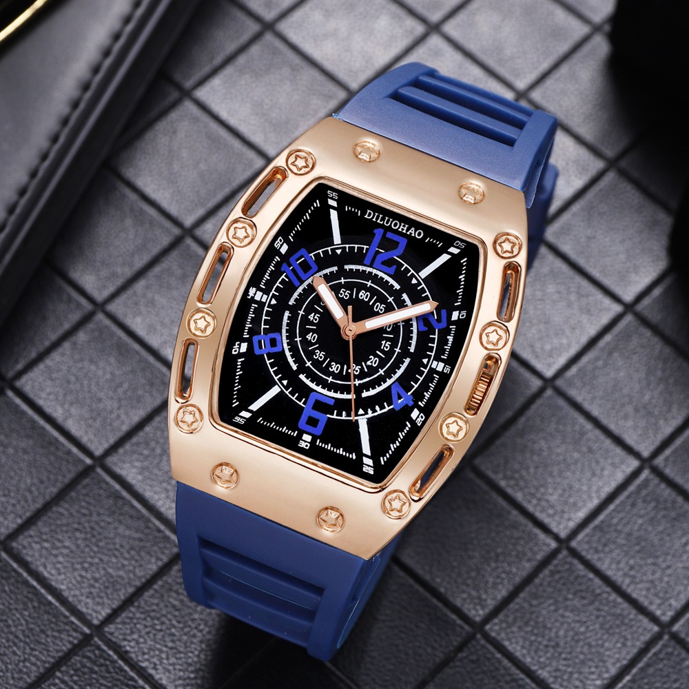 horedar 크로스보더 Temu 남성용 43mm 대형 다이얼 실리콘 밴드 아날로그 쿼츠