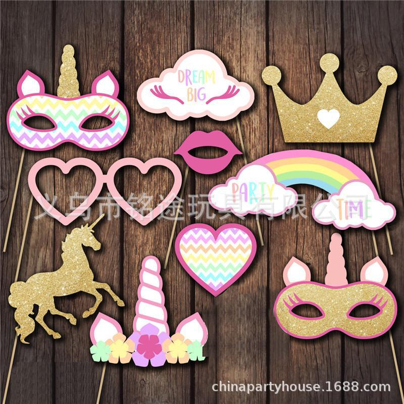 Unicornio fiesta de cumpleaños traje colorido alas diadema correa para el hombro banda ceremonial foto props gafas