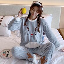 珊瑚绒睡衣女冬韩版学生可爱法兰绒加厚冬天家居服秋冬季套装长袖