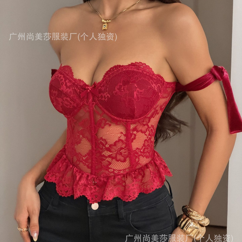 Sweet lingerie for small busts, sexy lace trim, hot girl camisole with underwire, outerwear fishbone bra for women Sweet lingerie for small busts, sexy lace trim, hot girl camisole with underwire, outerwear fishbone bra for women