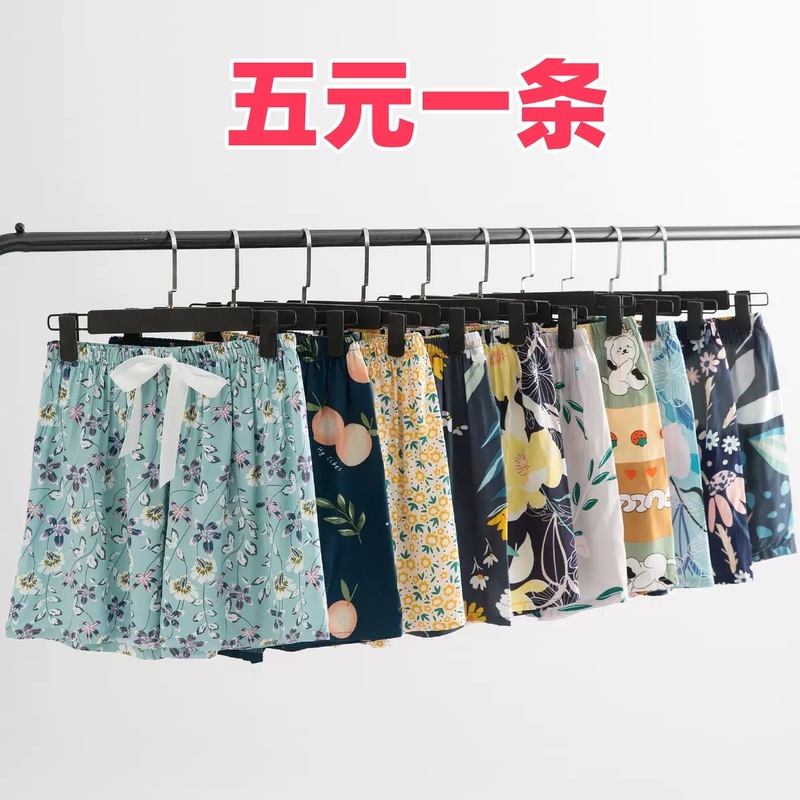 Cotton Silk Shorts Women's Summer New 45 plus size Artificial Cotton Pajama Pants Thin Small Floral Printed Outer Wear Pants