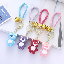 可爱卡通树脂草莓熊钥匙扣挂件汽车钥匙链包包装饰情侣小礼品批发