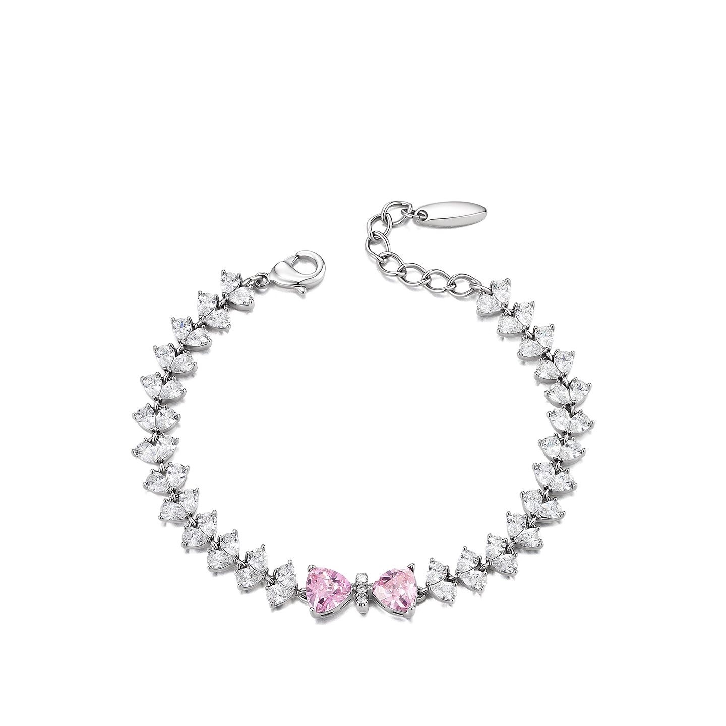 Xuping gemas artificiales incrustadas amor empalme pulsera arco de color aleación de cobre temperamento elegante joyas al por mayor