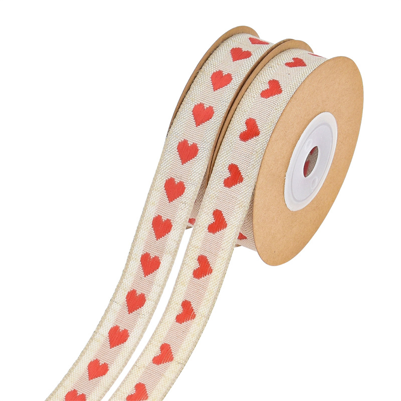 Amazon nuevo hilo teñido jacquard amor cinta de lino artificial natural retro cinta de lino artificial cinturón de embalaje de regalo
