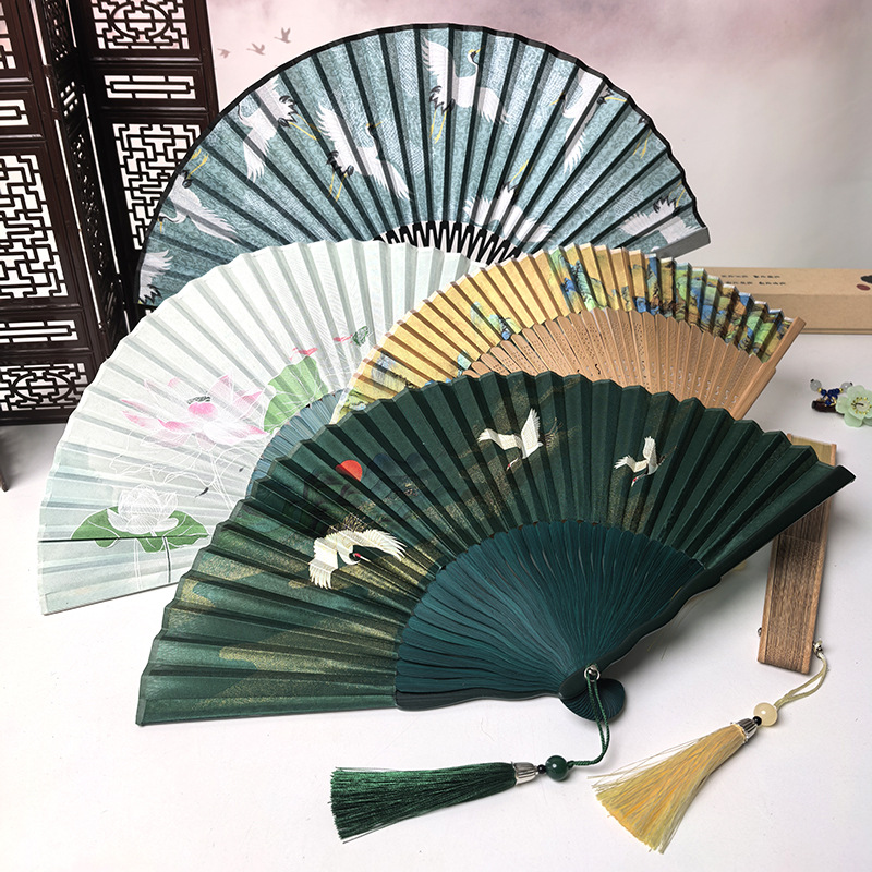 Ventilador antiguo ventilador plegable de verano chino chino cheongsam ventilador plegable de bambú artesanía ventilador pequeño ventilador de baile ventilador