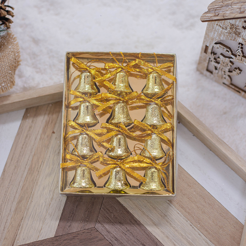 Decoraciones de Navidad personalizadas campanas de plástico Navidad decoración creativa colgante dorado galvanizado