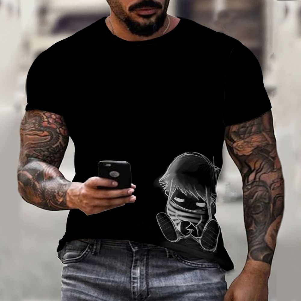 Black summer trend fashionable T-shirt for men and women with a…