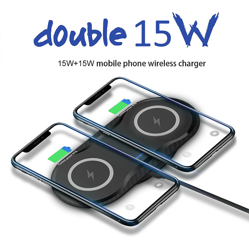 Cross-Border Two-In-One Wireless Charger Dual 15W Mobile Phone Earphone Charger Suitable for Apple, Samsung, Huawei Cross-Border Two-In-One Wireless Charger Dual 15W Mobile Phone Earphone Charger Suitable for Apple, Samsung, Huawei