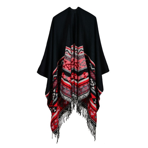 New women's cashmere slit shawl Yunnan warm photo camping bohemian tassel shawl cloak wholesale