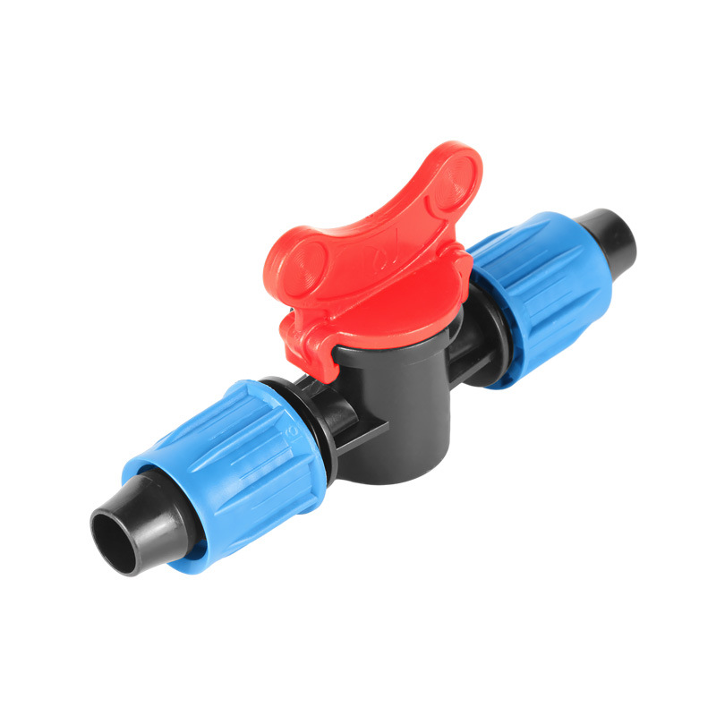 Blue Cap 16 PE tubo de bloqueo a través del codo conector de tapón de microrroyección de goteo tubería de riego accesorios de riego automático