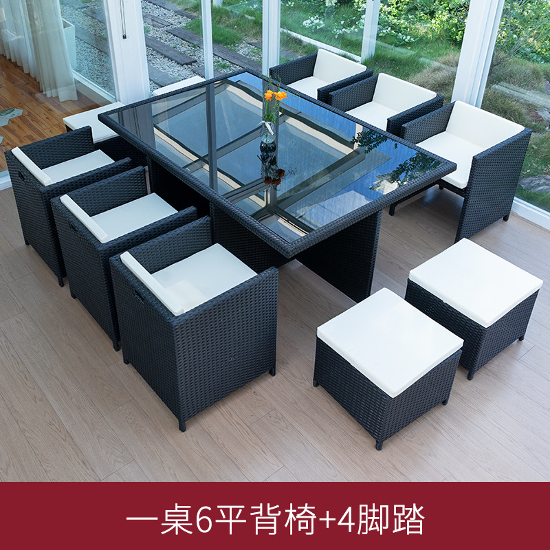 Al Aire Libre mesa y silla patio ocio ratán mesa y silla combinación terraza jardín al aire libre Mesa de té Muebles silla impermeable Protección solar