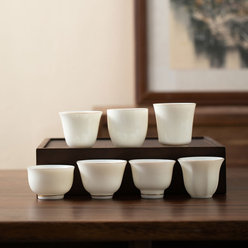 A variety of lard White suet Jade Tea Cup ceramic kung fu tea set Tea Cup home white jade porcelain tea cup LOGO