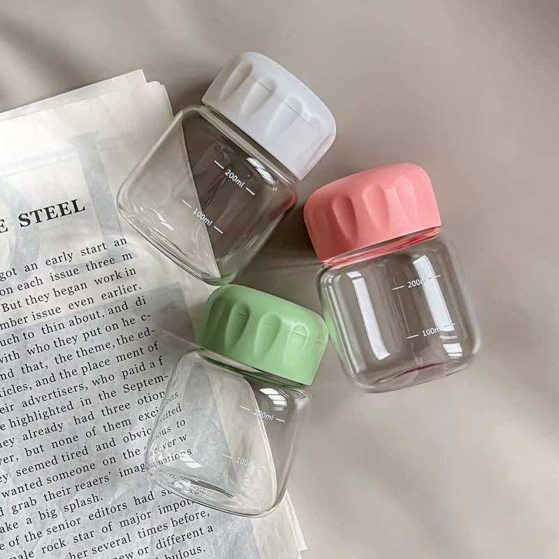 高颜值胖胖杯简约玻璃杯子迷你便携杯咖啡牛奶杯刻度水杯