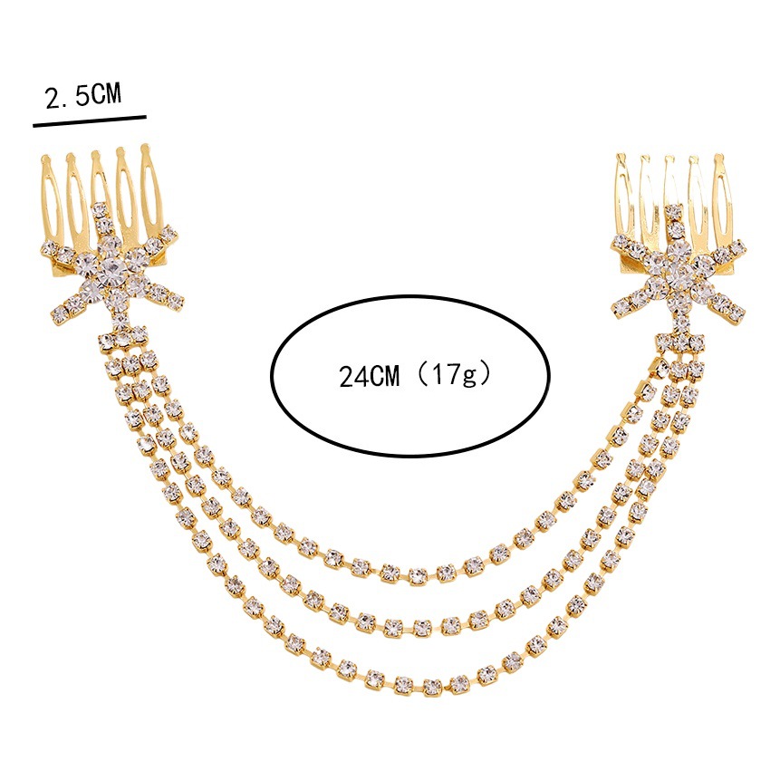 Moda europea y americana todo partido rhinestone cadena del pelo simple de tres capas de nuevo banda de copo de nieve borla rhinestone pelo peine banda de pelo al por mayor
