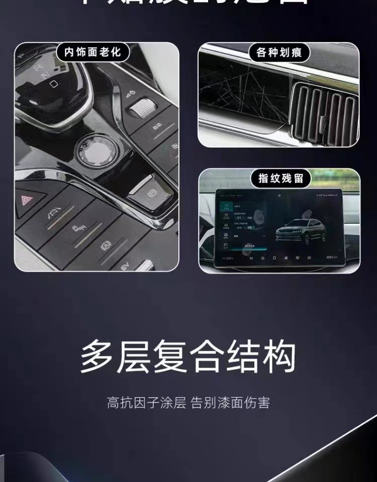 20-24 Mercedes-Benz GLE/GLS center console and gear shift interior trim protective film, specifically designed for car modification and paint protection