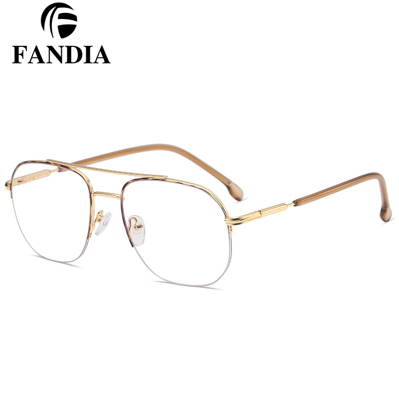 95926 Comercio exterior tendencia medio marco gafas marco hombres y mujeres mismo metal anti-azul gafas de luz puede ser equipado con gafas de miopía