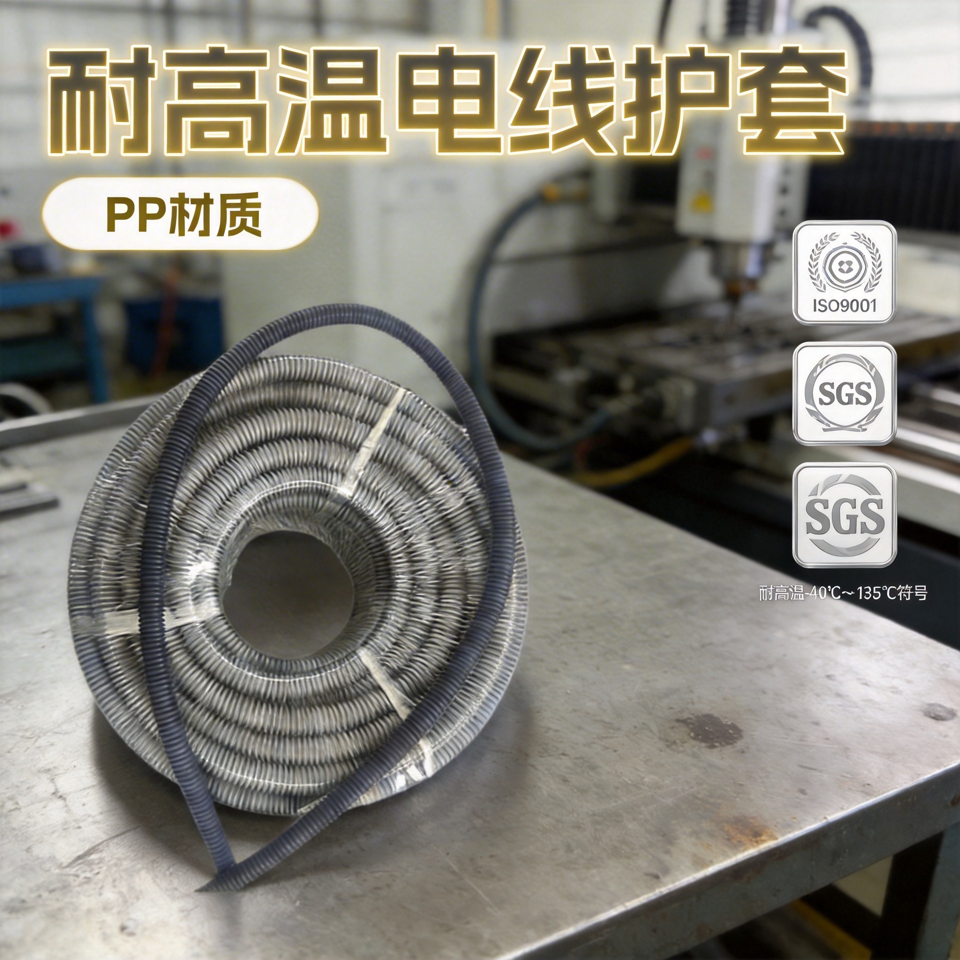 穿线波纹管（颜色、材料、长度可选）耐高温螺旋管电线护套