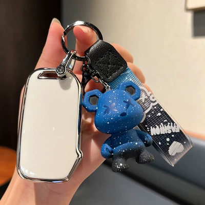 Kaishen Case Buckle Men's | Car key bag - kia-e-smart-3-key-single-shell-white-blue-violent-bear-pendant