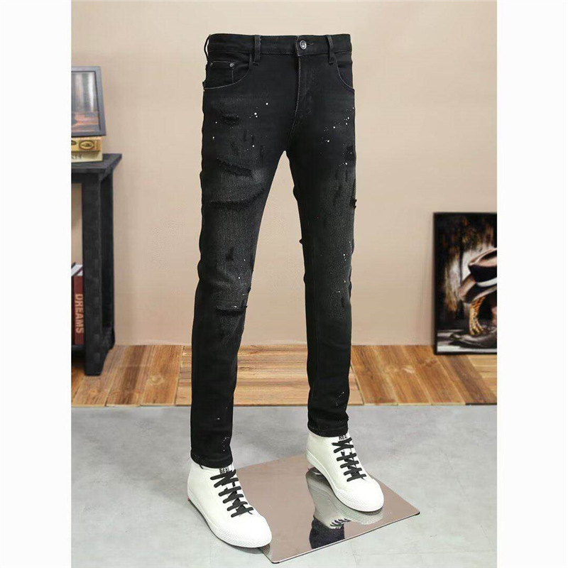 Men's Clothing Trendy Comfort Slim Fit Jeans Starry Sky Motif Casual Style Perfect For 2026 High Street Style_mkmklike.com