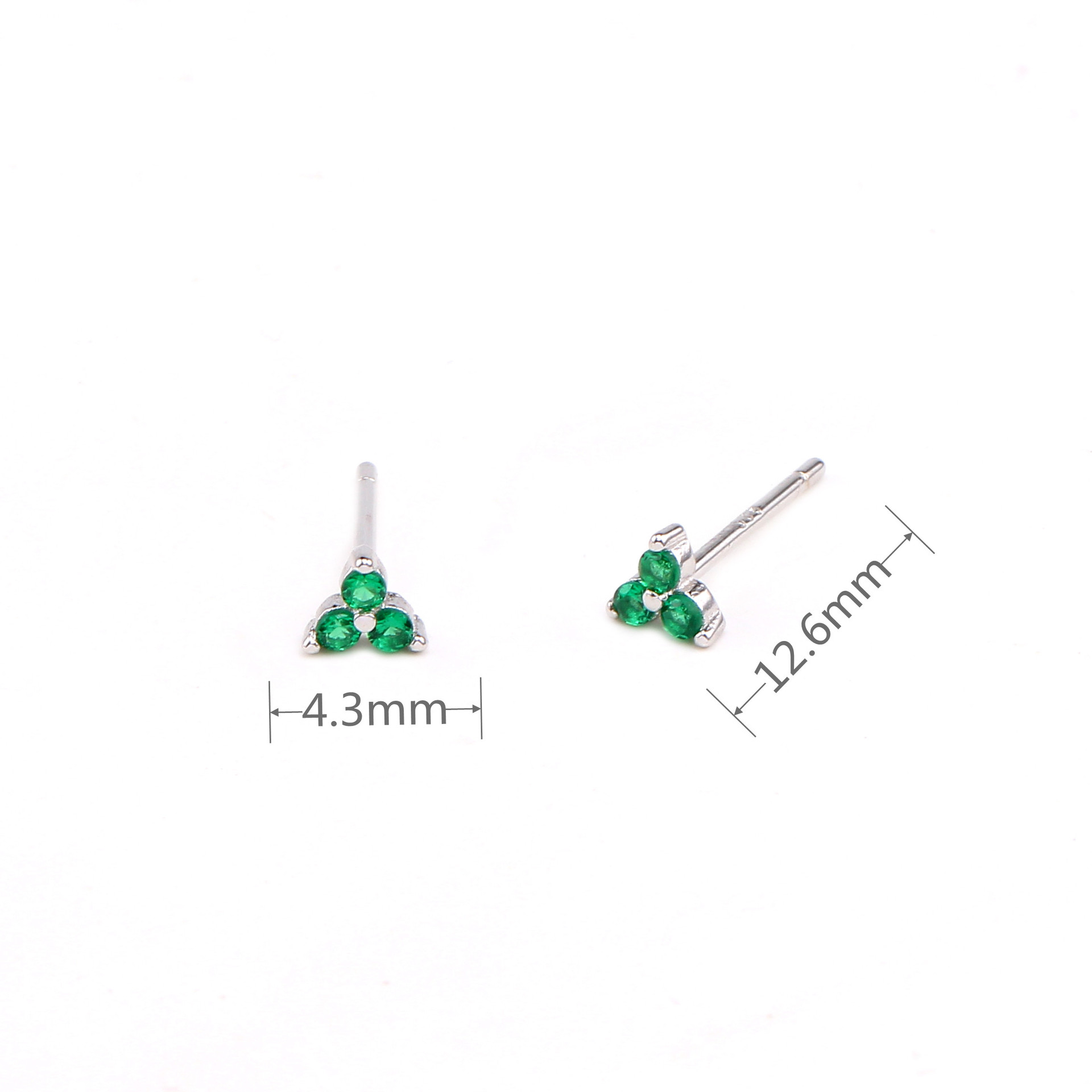 Zircon Inlay Material Ear Studs Classification 1 Pair Quantity 1 Pair 925 Sterling Silver Zircon Triangle Ear Studs