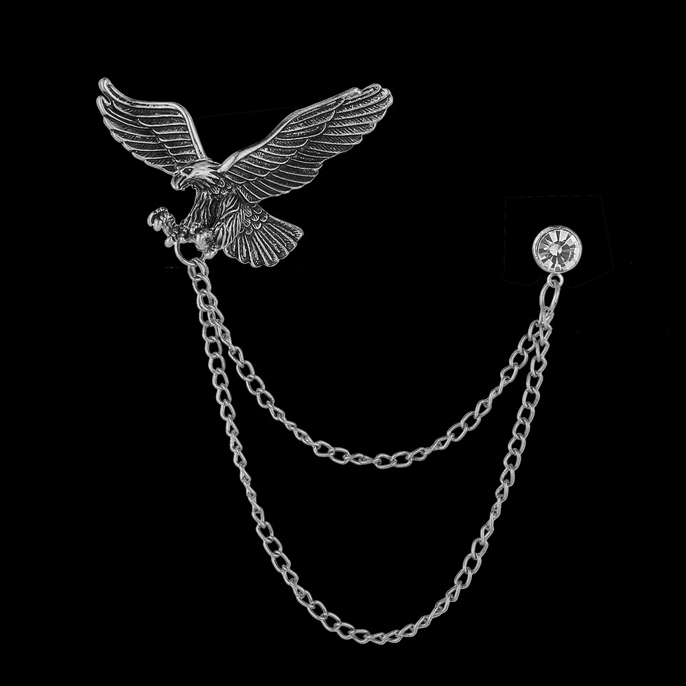 Moda corona alas diamante borla hombres traje broche simple todo partido traje vestido abrigo ramillete accesorios