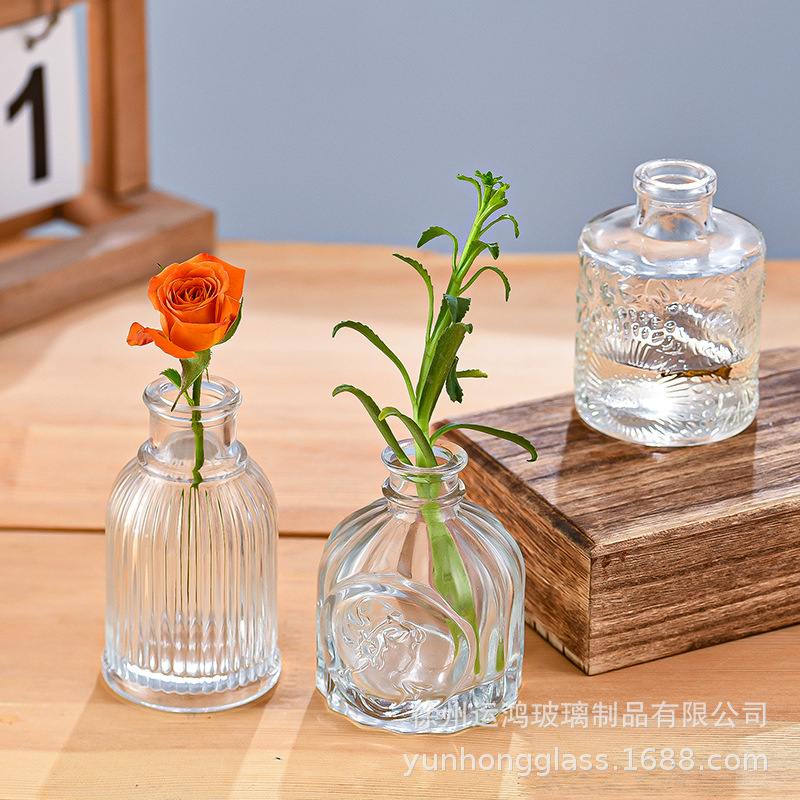 Nordic florero de cristal creativo simple florero decoración del hogar escritorio rábano verde planta hidropónica botella aromaterapia