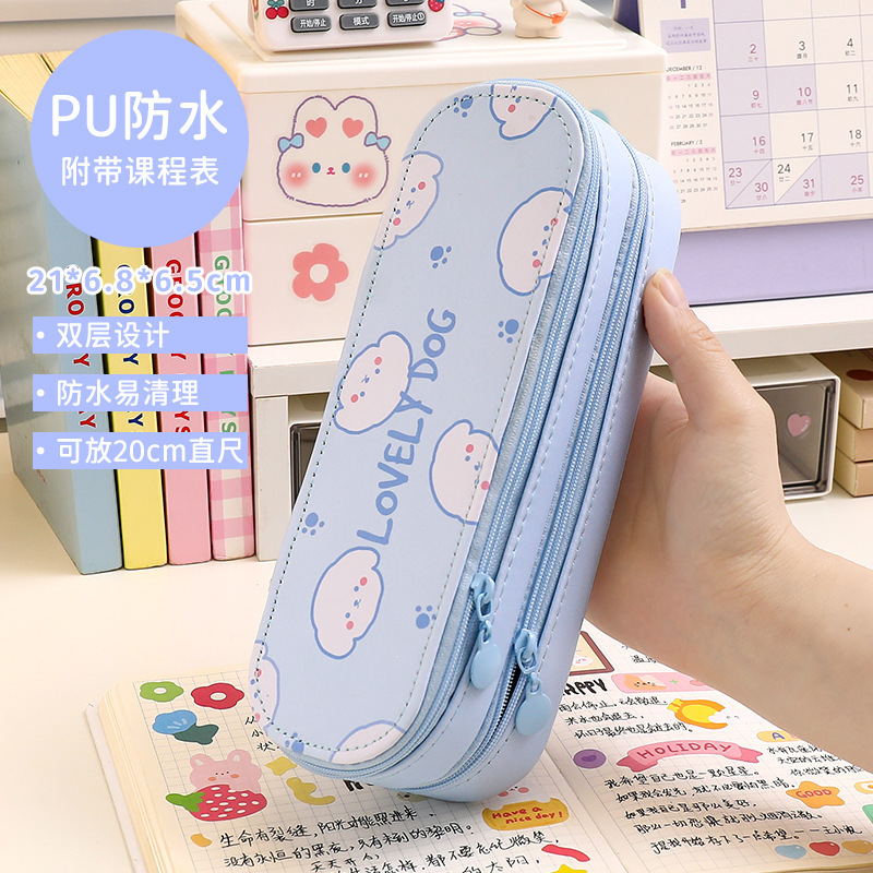 Temporada escolar de alto valor de doble capa de gran capacidad simple bolsas de lápiz de jóvenes estudiantes bonitos papelería caja de lápiz papelería